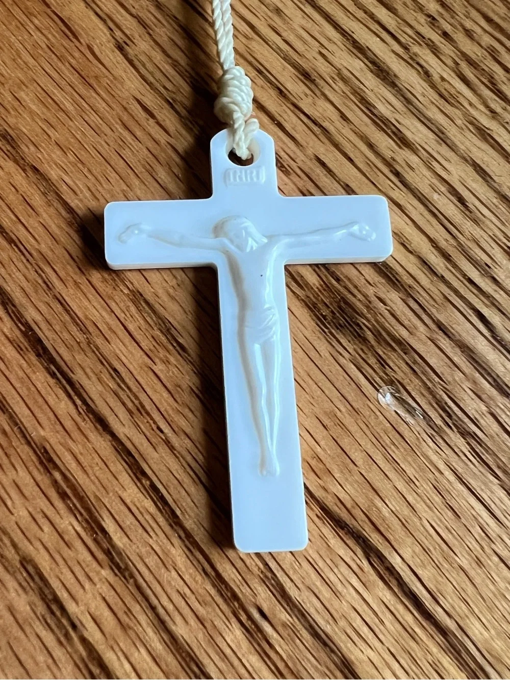 Kids Purple Bead Rosary Necklace with Light Blue Cross